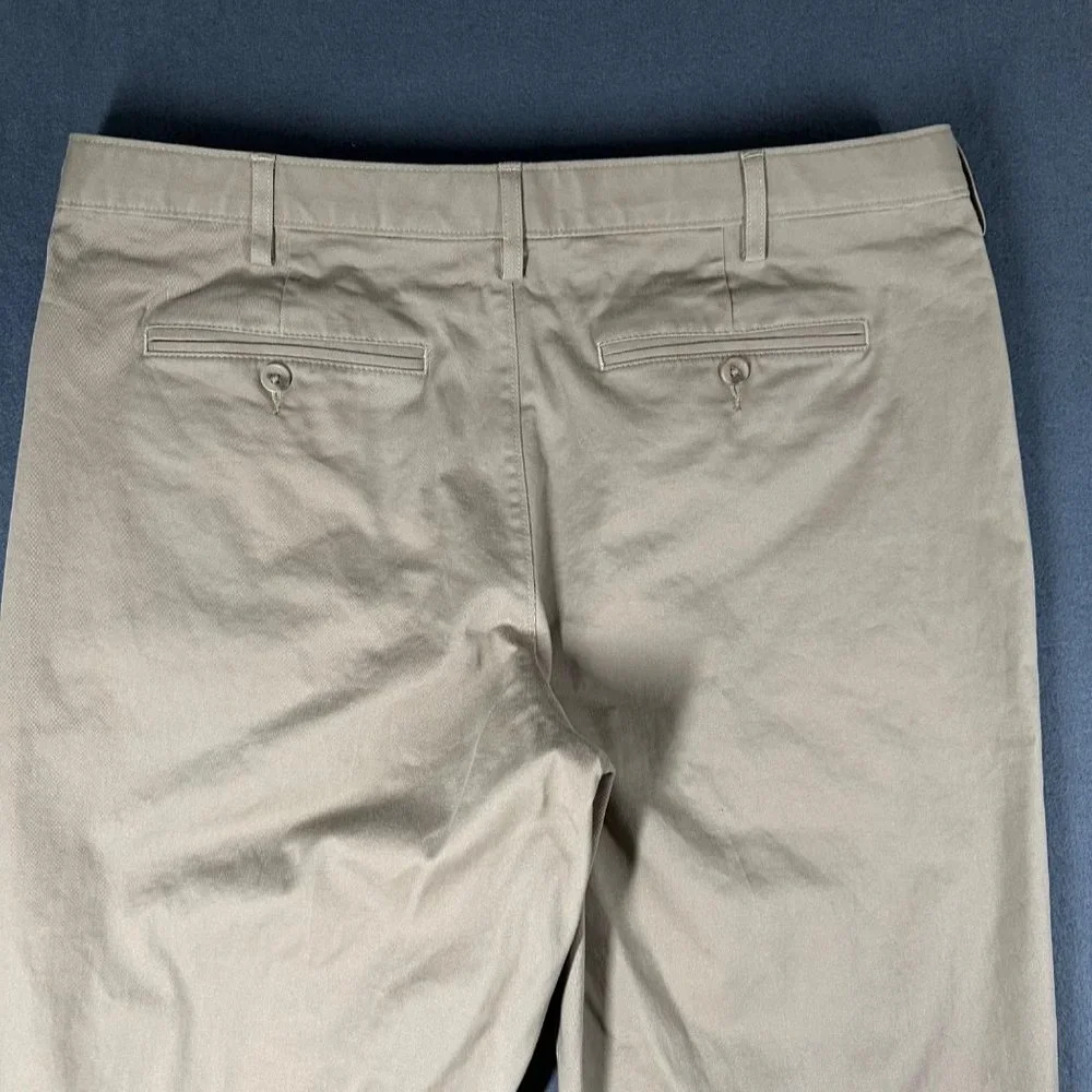 Lands End Mens 38‎ Khaki Traditional Fit Flat Front Chino Pants Pockets